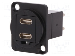 Adapter; USB C socket-front,USB C plug-back; FT; double; metal