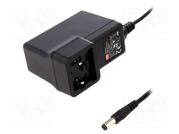 Power supply: switched-mode; 24VDC; 0.75A; Out: 5,5/2,1; 18W; 85%