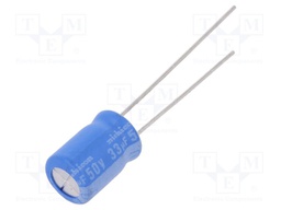 Capacitor: electrolytic; THT; 33uF; 50VDC; Ø8x11.5mm; Pitch: 3.5mm