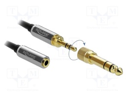 Cable; Jack 3.5mm 3pin socket,Jack 3.5mm 3pin plug; 3m; black