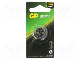 Battery: lithium; 3V; CR1616,coin; 55mAh; non-rechargeable