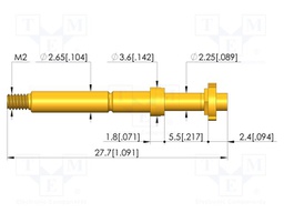 Test needle; Spring compression: 4mm; 5mm; 8A; CuBe; gold-plated