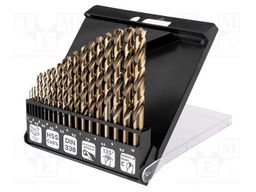 Drill set; for metal; plastic cassette; Pro-Tec; 19pcs.