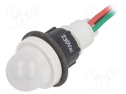 Indicator: LED; prominent; 230VAC; Cutout: Ø13mm; 300mm leads
