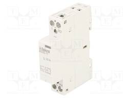 Contactor: 2-pole installation; NC + NO; 24VAC; 24VDC; 20A; DIN