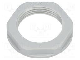 Nut; M25; polyamide; UL94V-2; grey; -40÷125°C; Thread: metric