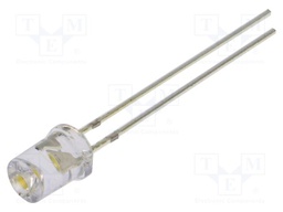 LED; white warm; 5mm; 750mcd; 120°; Front: recessed; 5VDC; -30÷85°C