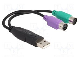 Adapter; PS/2 socket x2,USB A plug; 0.17m; black