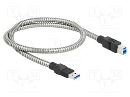 Cable; USB A plug,USB B plug; 0.5m; silver; 24AWG,28AWG; 5Gbps