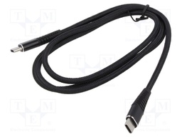 Cable; USB 2.0; USB C plug,both sides; 1m; black; 480Mbps; textile