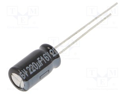 Capacitor: electrolytic; low impedance; THT; 220uF; 16VDC; ±20%