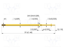 Test needle; Spring compression: 4.3mm; 6.35mm; 3A; CuBe; Ø: 0.43mm