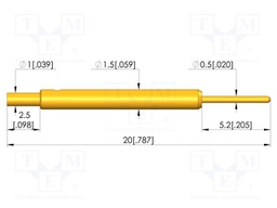 Test needle; Spring compression: 3.2mm; 4mm; 5A; CuBe; gold-plated