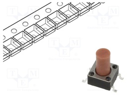 Microswitch TACT; Pos: 2; 0.05A/12VDC; SMD; none; 1.6N; 6x6x3.5mm