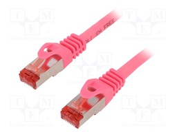 Patch cord; S/FTP; 6; stranded; Cu; LSZH; pink; 1.5m; 27AWG