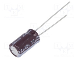 Capacitor: electrolytic; low impedance; THT; 22uF; 50VDC; ±20%