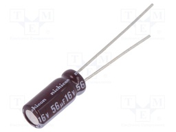 Capacitor: electrolytic; low impedance; THT; 56uF; 16VDC; Ø5x11mm