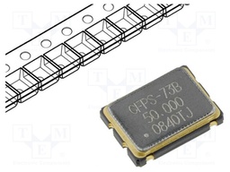 Generator: quartz; 50MHz; SMD; Dim: 7x5mm; 3.3V; ±50ppm; 0÷70°C