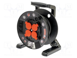 Extension lead; reel,with non-rotating sockets; Sockets: 4; 15m