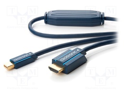 Cable; mini DisplayPort plug,HDMI plug; 5m; blue
