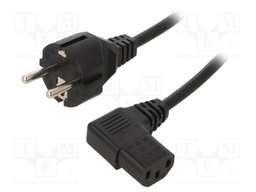 Cable; CEE 7/7 (E/F) plug,IEC C13 female 90°; 5m; black; PVC