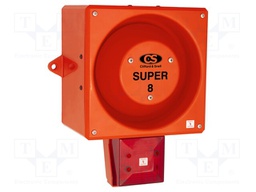 Signaller: lighting-sound; 230VAC; siren,flashing light; LED; red