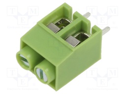 PCB terminal block; angled 90°; 5mm; ways: 2; on PCBs; terminal