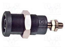 Socket; 4mm banana; 36A; 1kV; black; nickel plated; on panel