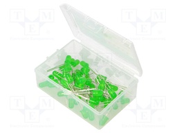 Kit: LED; 5mm; THT; 50pcs; green; 3÷15V; Kit: LED diode green x50