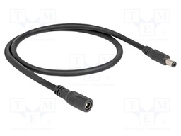 Cable; DC 5,5/2,1 plug,DC 5,5/2,1 socket; straight; black; 500mm