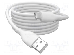 Cable; USB 2.0; USB A plug,USB C plug; nickel plated; 2m; white