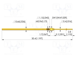 Test needle; Spring compression: 4mm; 5mm; 3A; CuBe; gold-plated