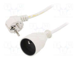 Extension lead; 3x1.5mm2; Sockets: 1; PVC; white; 3m; 16A