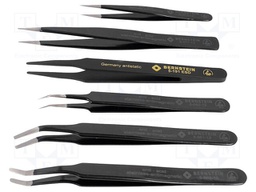 Kit: tweezers; Pcs: 6; for precision works; ESD