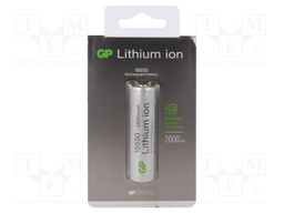 Re-battery: Li-Ion; 18650,MR18650; 3.7V; 2600mAh; Ø19.1x72mm; 2.6A