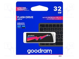 Pendrive; USB 3.0; 32GB; Read: 60MB/s; Write: 20MB/s; Colour: black