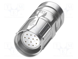 Connector: M23; plug; PIN: 17; crimped; straight; IP67; 8A; 48V