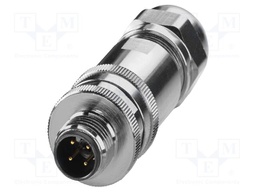 Connector: M12; plug; PIN: 4; 48V; straight; IP67; screw terminal