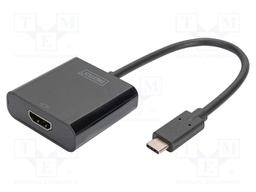Adapter; USB 3.2; HDMI socket,USB C plug; 150mm; black
