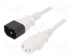 Cable; 3x0.75mm2; IEC C13 female,IEC C14 male; PVC; 0.5m; white