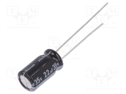 Capacitor: electrolytic; THT; 22uF; 35VDC; Ø6.3x11mm; Pitch: 2.5mm