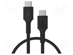 Cable; USB C plug,both sides; 0.3m; black; 480bps; textile; 100W