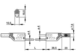 Test lead; 32A; banana plug with axial socket 4mm,both sides