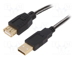 Cable; USB 2.0; USB A socket,USB A plug; gold-plated; 1.8m; 28AWG