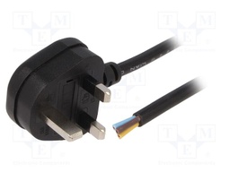 Cable; BS 1363 (G) plug; 5m; black; PVC; 3G1mm2; 13A; 300/500V