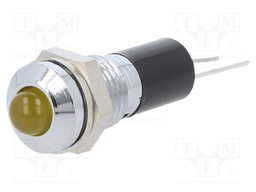 Indicator: LED; prominent; 12VDC; Cutout: Ø8mm; for PCB; brass