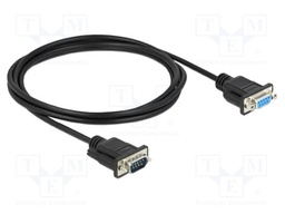Cable; D-Sub 9pin socket,D-Sub 9pin plug; PVC; Len: 2m; black