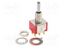 Switch: toggle; Pos: 2; DPDT; ON-ON; 0.02A/20VAC; 0.02A/20VDC; 100