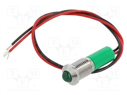 Indicator: LED; prominent; green; Ø8mm; IP67; Q8; cables; 200mm