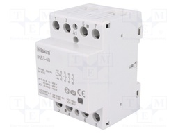 Contactor: 4-pole installation; NO x4; 24VAC; 24VDC; 63A; DIN; IK